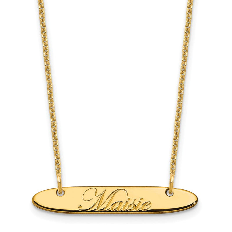 14K Gelbgold Klein Oblong Edwardianisch Schreibschrift Stab Halskette