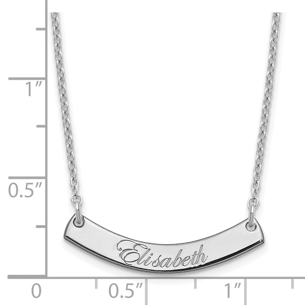 Sterlingsilber Rhodiniert Klein Edwardianisch Schreibschrift Gebogen Stab Halskette