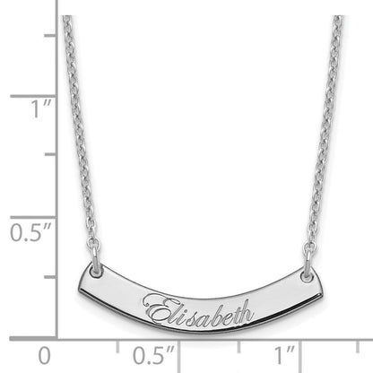 Sterlingsilber Rhodiniert Klein Edwardianisch Schreibschrift Gebogen Stab Halskette