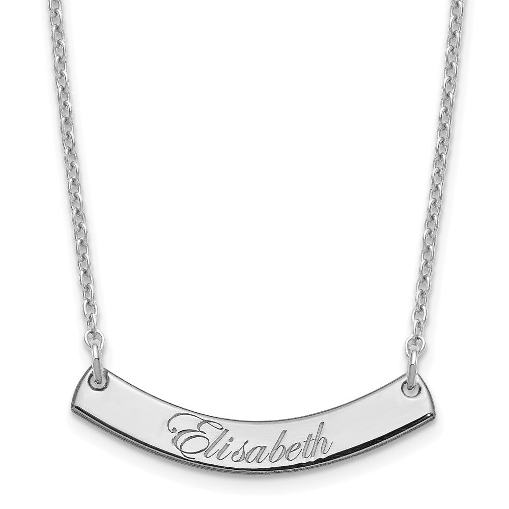 Sterlingsilber Rhodiniert Klein Edwardianisch Schreibschrift Gebogen Stab Halskette