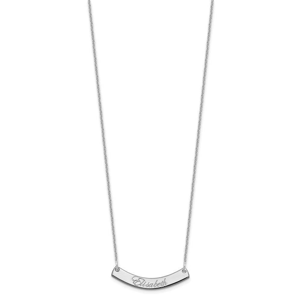 14K Weißgold Klein Edwardianisch Schreibschrift Gebogen Stab Halskette