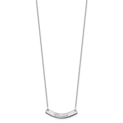 14K Weißgold Klein Edwardianisch Schreibschrift Gebogen Stab Halskette