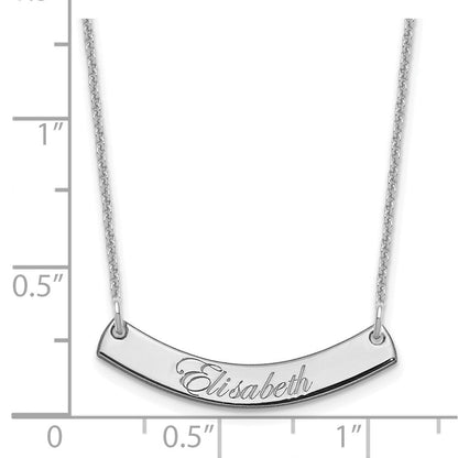 14K Weißgold Klein Edwardianisch Schreibschrift Gebogen Stab Halskette