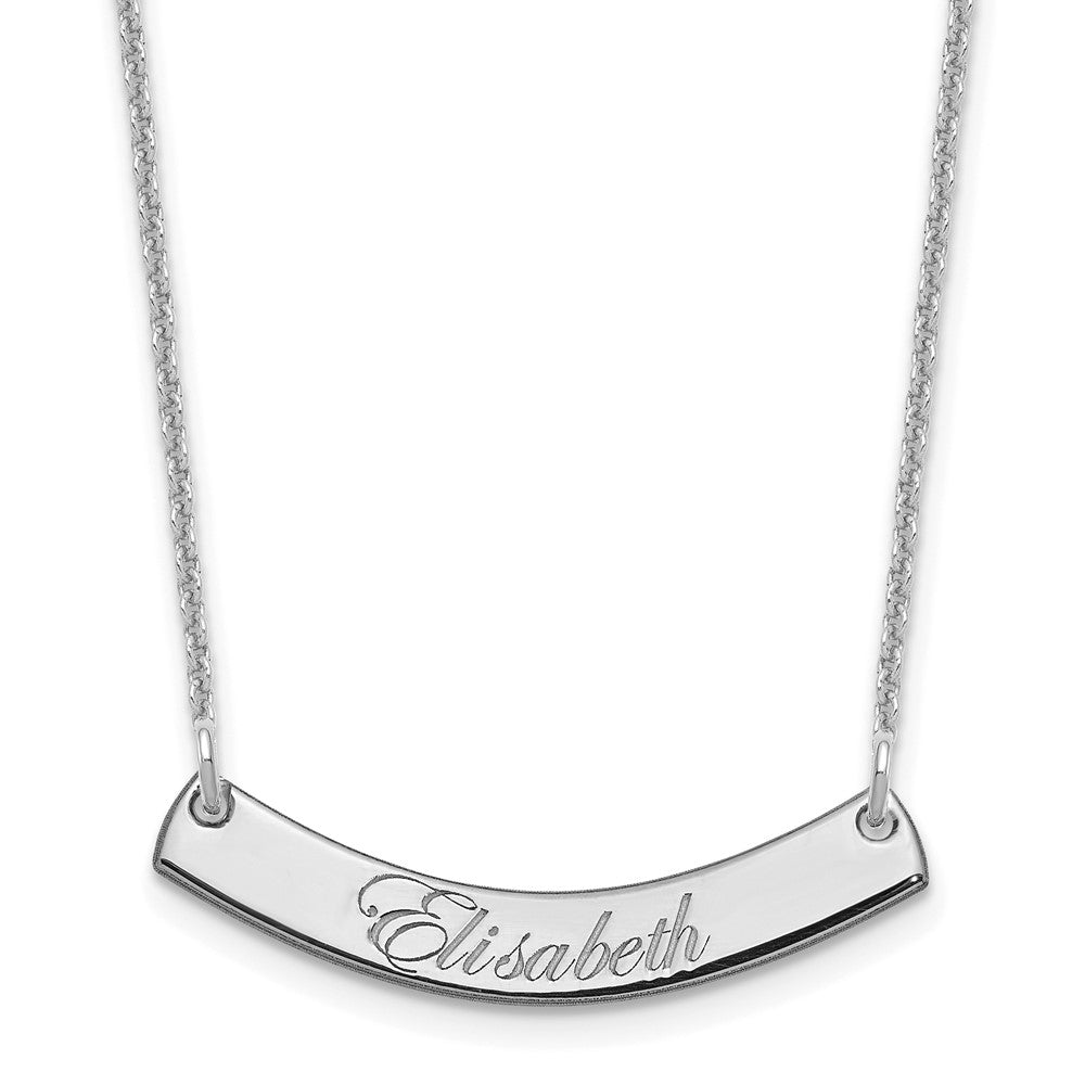 14K Weißgold Klein Edwardianisch Schreibschrift Gebogen Stab Halskette
