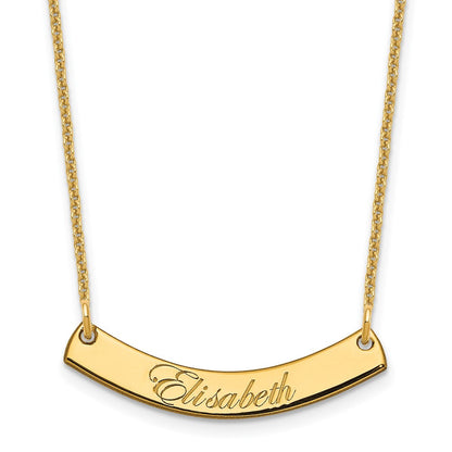 14K Gelbgold Klein Edwardianisch Schreibschrift Gebogen Stab Halskette