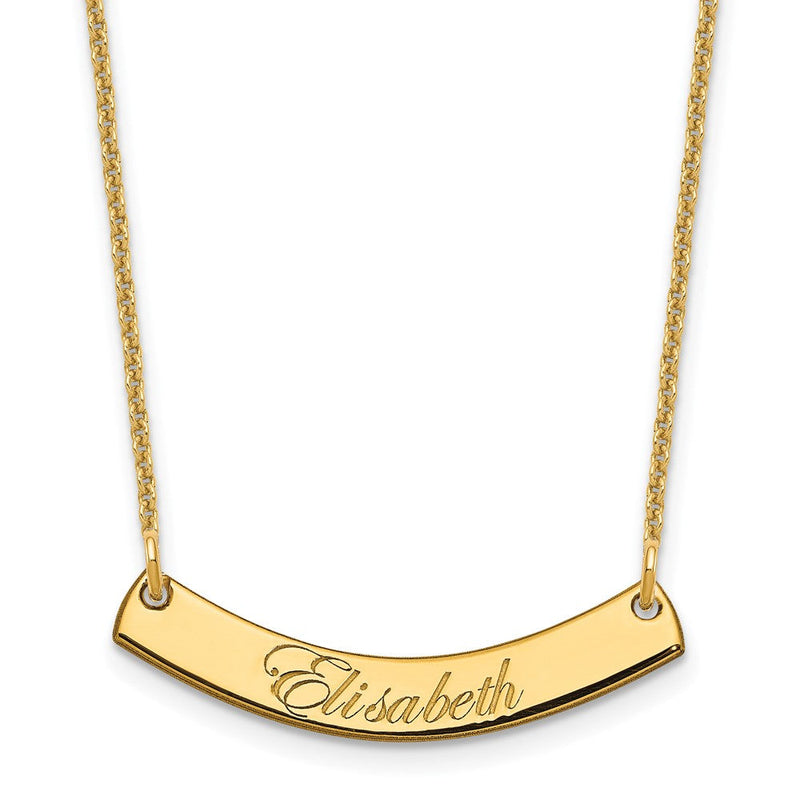 14K Gelbgold Klein Edwardianisch Schreibschrift Gebogen Stab Halskette