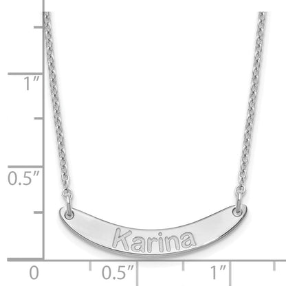 Sterlingsilber Rhodiniert Klein Arial Abgerundet Gebogen Stab Halskette