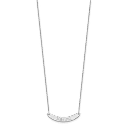 14K Weißgold Klein Arial Abgerundet Gebogen Stab Halskette