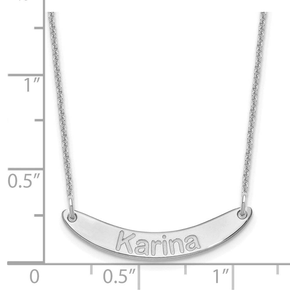 14K Weißgold Klein Arial Abgerundet Gebogen Stab Halskette