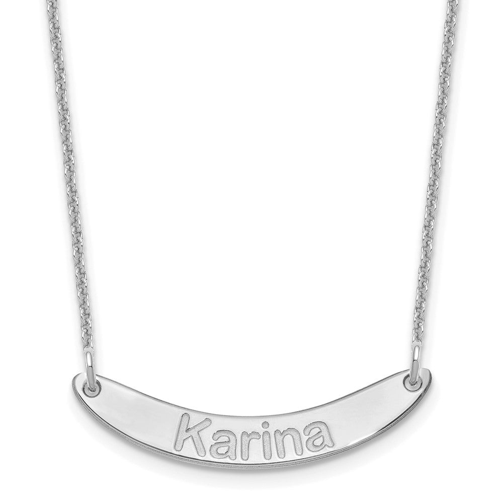 14K Weißgold Klein Arial Abgerundet Gebogen Stab Halskette