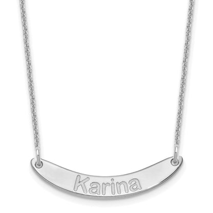 14K Weißgold Klein Arial Abgerundet Gebogen Stab Halskette