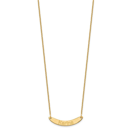14K Gelbgold Klein Arial Abgerundet Gebogen Stab Halskette