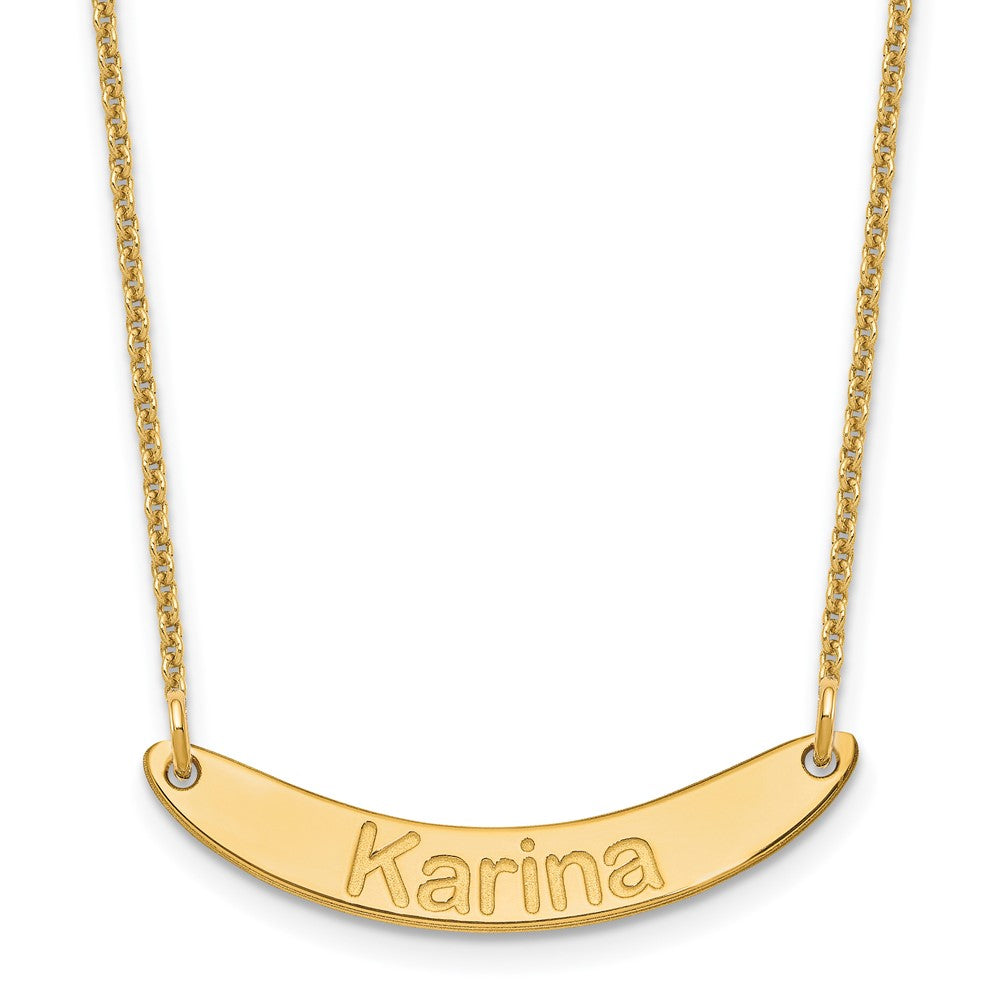 14K Gelbgold Klein Arial Abgerundet Gebogen Stab Halskette