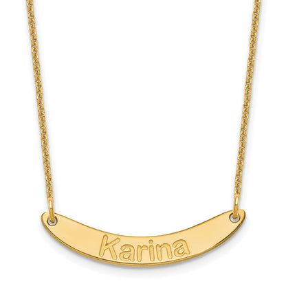 14K Gelbgold Klein Arial Abgerundet Gebogen Stab Halskette