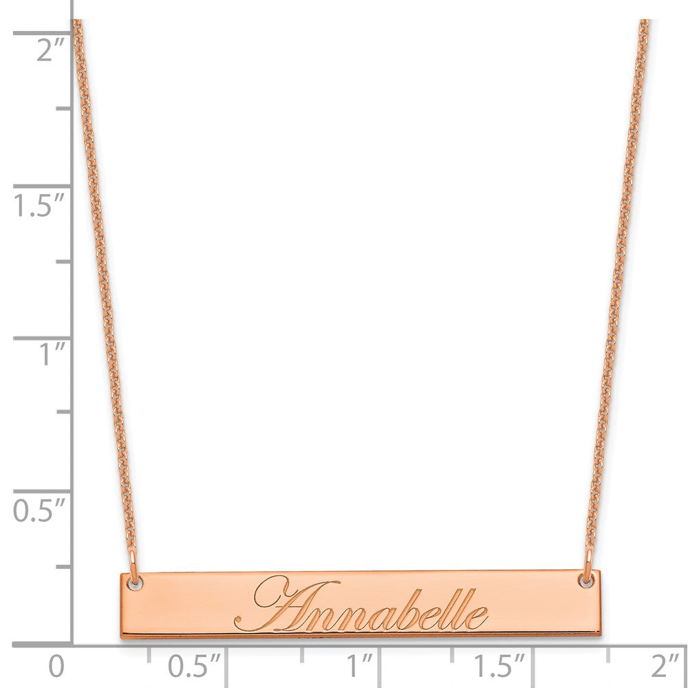 14K Roségold Mittel Edwardianisch Schreibschrift Stab Halskette