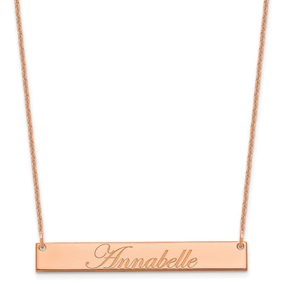 14K Roségold Mittel Edwardianisch Schreibschrift Stab Halskette