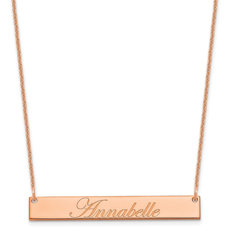 14K Roségold Mittel Edwardianisch Schreibschrift Stab Halskette