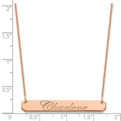 14K Roségold Mittel Edwardianisch Schreibschrift Stab Halskette