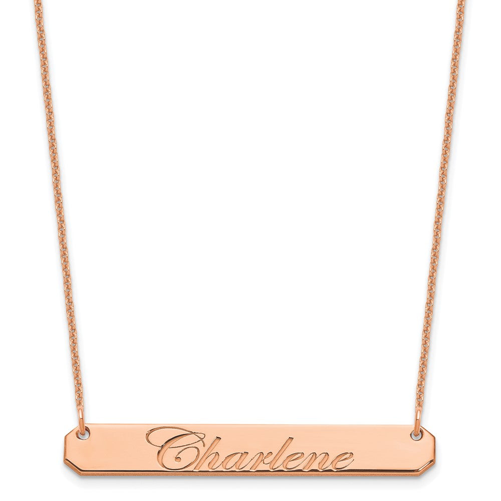 14K Roségold Mittel Edwardianisch Schreibschrift Stab Halskette