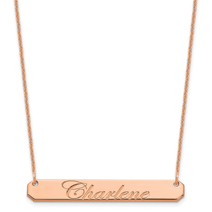 14K Roségold Mittel Edwardianisch Schreibschrift Stab Halskette