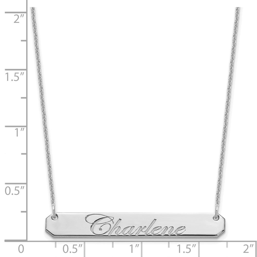 14K Weißgold Mittel Edwardianisch Scrript Stab Halskette