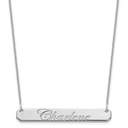 14K Weißgold Mittel Edwardianisch Scrript Stab Halskette