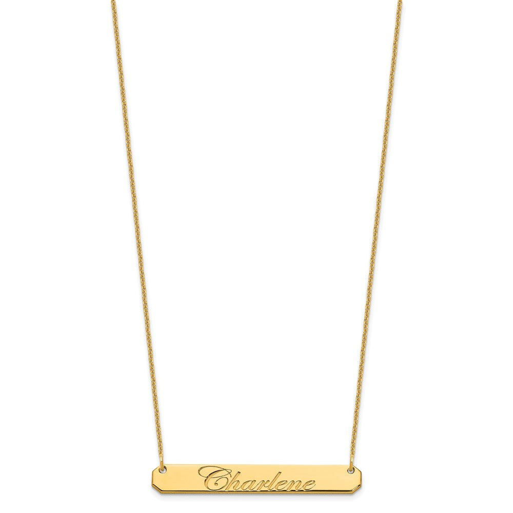 14K Gelbgold Mittel Edwardianisch Schreibschrift Stab Halskette