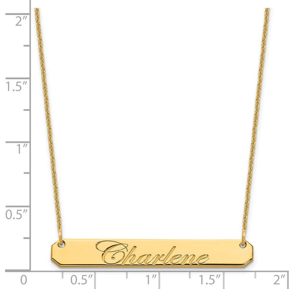 14K Gelbgold Mittel Edwardianisch Schreibschrift Stab Halskette