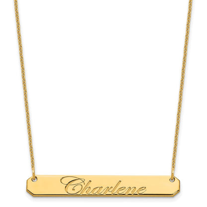 14K Gelbgold Mittel Edwardianisch Schreibschrift Stab Halskette