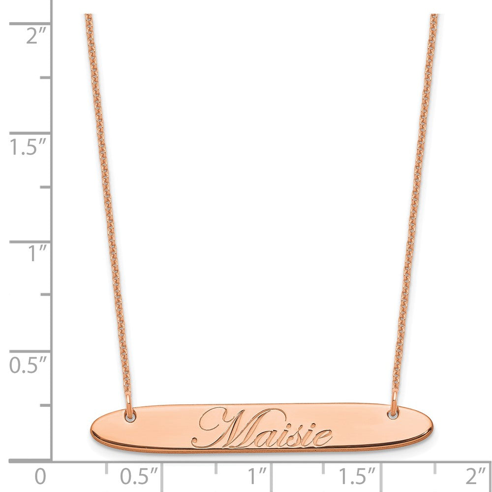 14K Roségold Mittel Oblong Edwardianisch Schreibschrift Stab Halskette