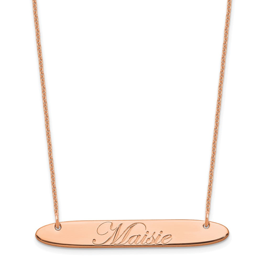 14K Roségold Mittel Oblong Edwardianisch Schreibschrift Stab Halskette