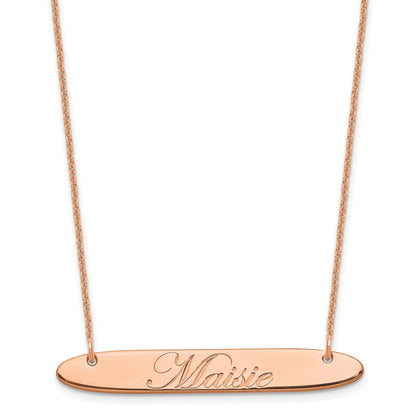 14K Roségold Mittel Oblong Edwardianisch Schreibschrift Stab Halskette