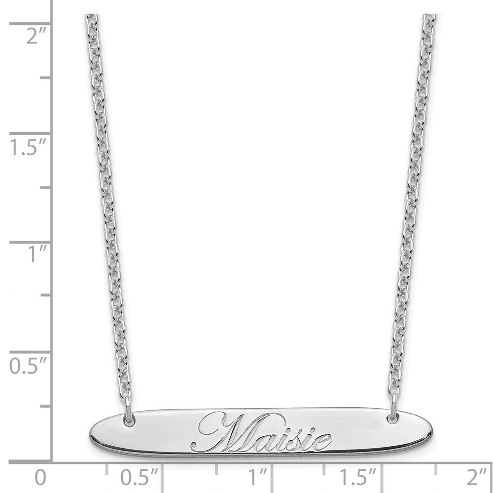 Sterlingsilber Rhodiniert Mittel Oblong Edwardianisch Schreibschrift Stab Halskette