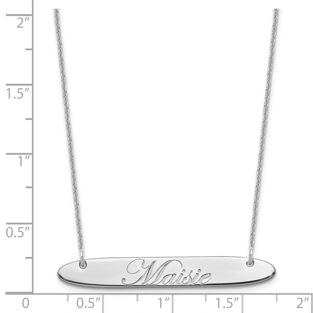 14K Weißgold Mittel Oblong Edwardianisch Schreibschrift Stab Halskette