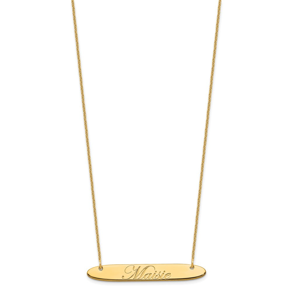 14K Gelbgold Mittel Oblong Edwardianisch Schreibschrift Stab Halskette