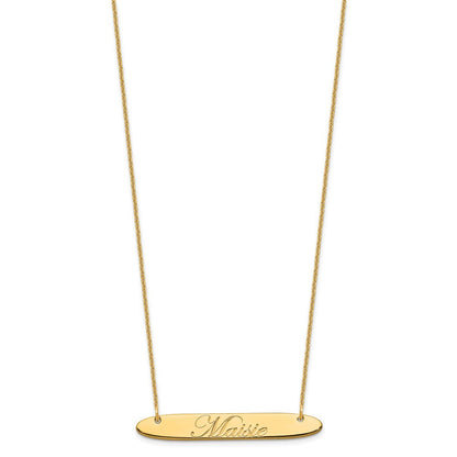 14K Gelbgold Mittel Oblong Edwardianisch Schreibschrift Stab Halskette