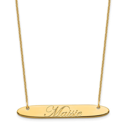 14K Gelbgold Mittel Oblong Edwardianisch Schreibschrift Stab Halskette