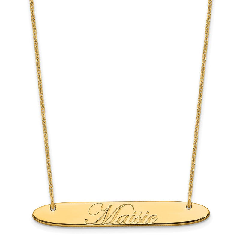 14K Gelbgold Mittel Oblong Edwardianisch Schreibschrift Stab Halskette