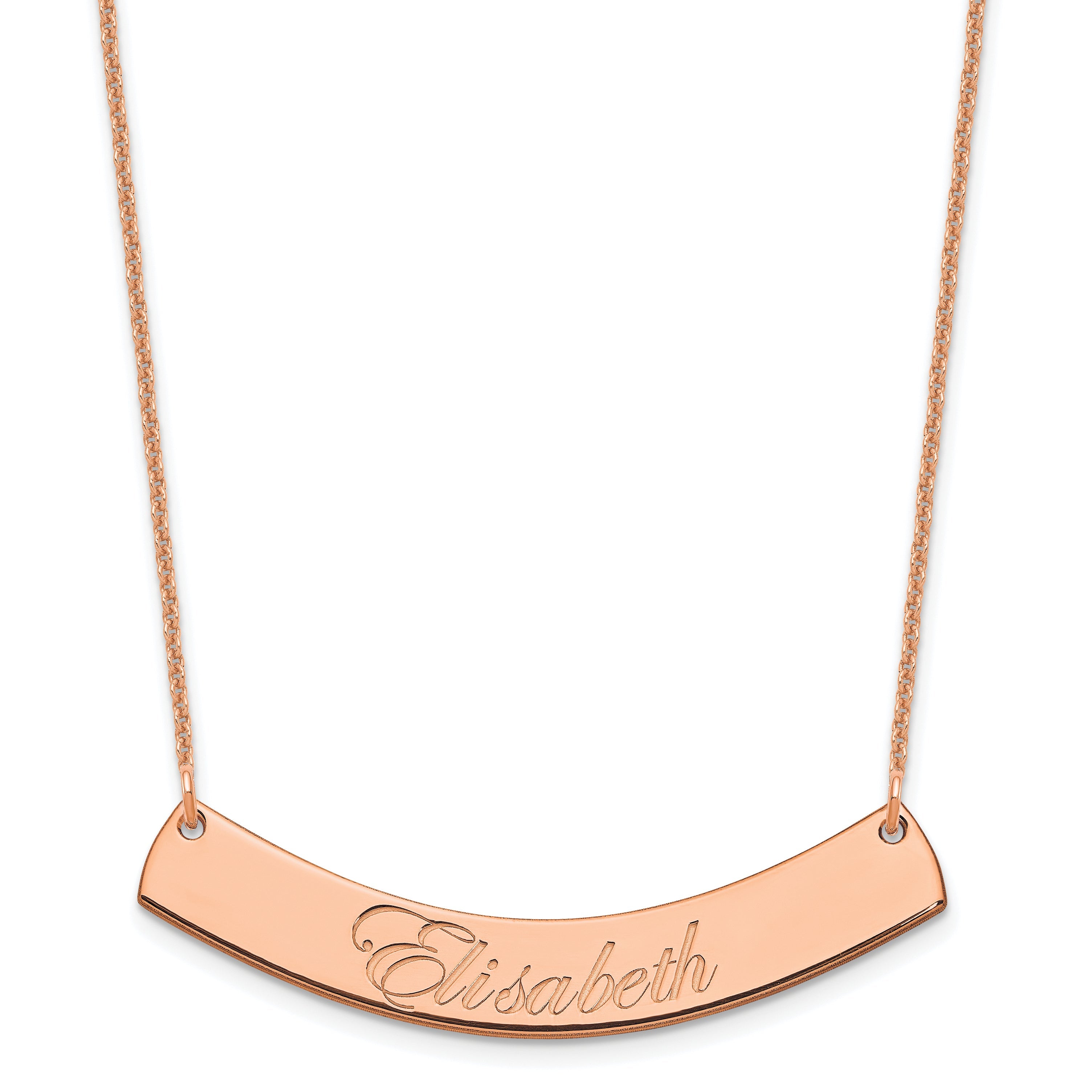 14K Roségold Mittel Edwardianisch Schreibschrift Gebogen Stab Halskette