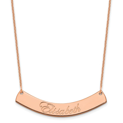 14K Roségold Mittel Edwardianisch Schreibschrift Gebogen Stab Halskette