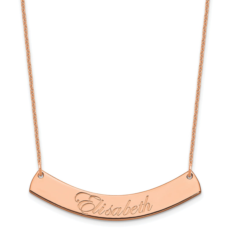 14K Roségold Mittel Edwardianisch Schreibschrift Gebogen Stab Halskette