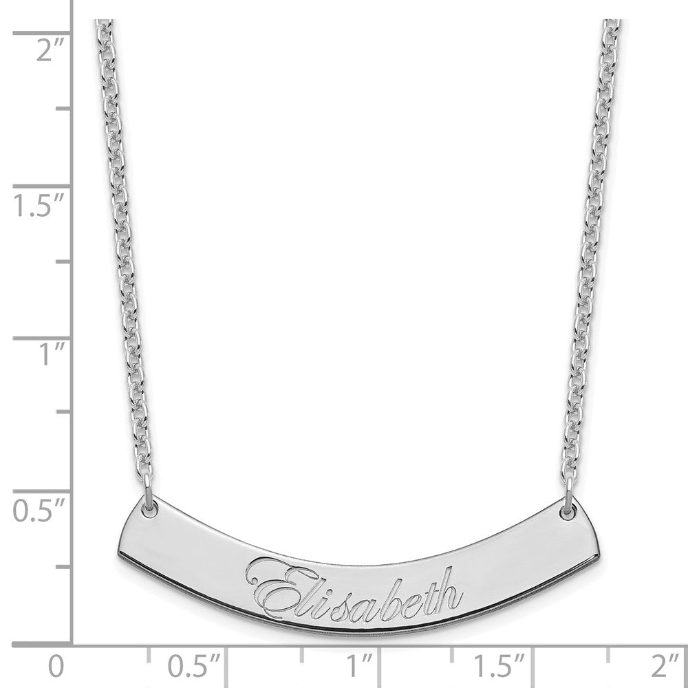 Sterlingsilber Rhodiniert Mittel Edwardianisch Schreibschrift Gebogen Stab Halskette