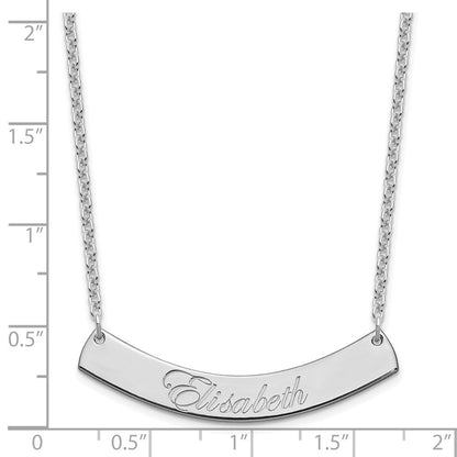 Sterlingsilber Rhodiniert Mittel Edwardianisch Schreibschrift Gebogen Stab Halskette