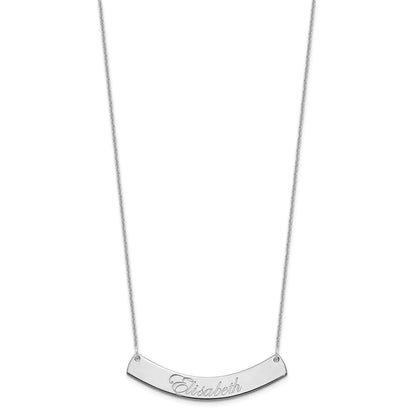 14K Weißgold Mittel Edwardianisch Scrript Gebogen Stab Halskette