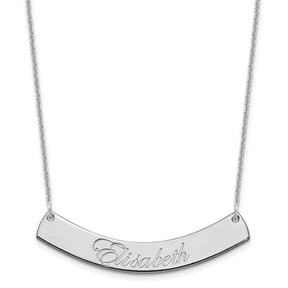 14K Weißgold Mittel Edwardianisch Scrript Gebogen Stab Halskette