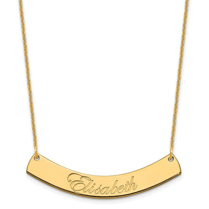 14K Gelbgold Mittel Edwardianisch Schreibschrift Gebogen Stab Halskette