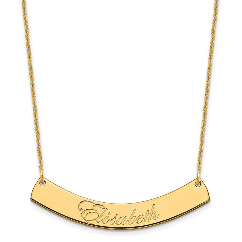 14K Gelbgold Mittel Edwardianisch Schreibschrift Gebogen Stab Halskette