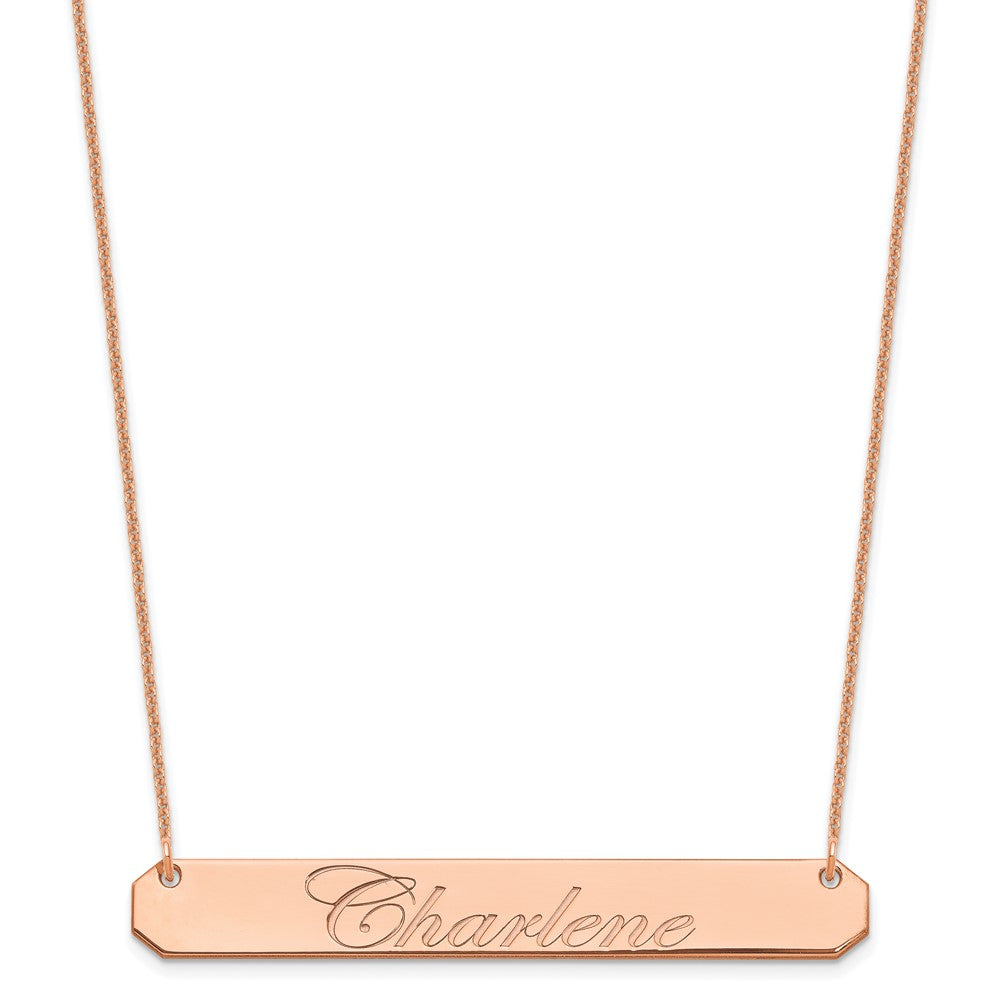 14K Roségold Groß Edwardianisch Schreibschrift Stab Halskette