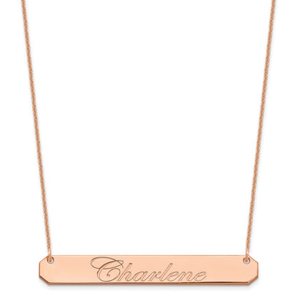 14K Roségold Groß Edwardianisch Schreibschrift Stab Halskette