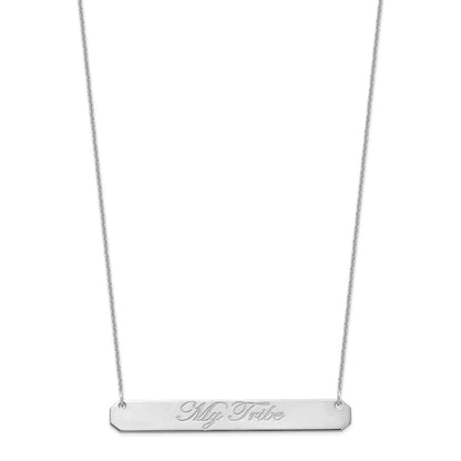 14K Weißgold Groß Edwardianisch Schreibschrift Stab Halskette